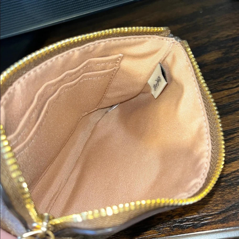 Coach Gold and Brown Signature Wristlet - Picture 5 of 8